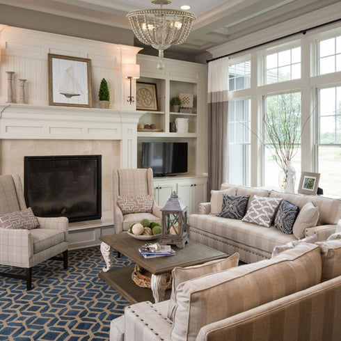 Farmhouse Wood Beaded Semi Flush Mount Ceiling Lights Grey